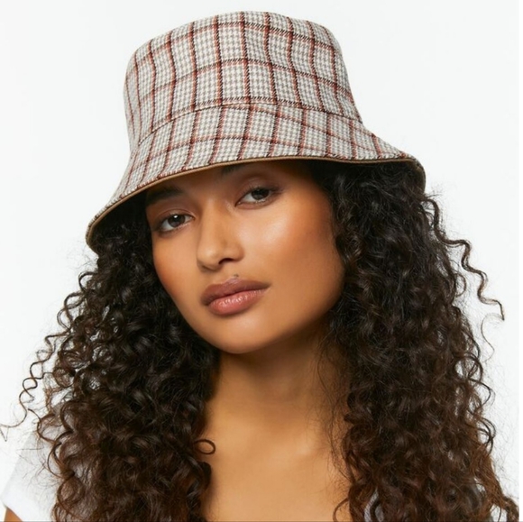 NEW Red Bucket Hat Sequins Plaid Red Black White Tweed Wonderly Women's One Size - Picture 10 of 10